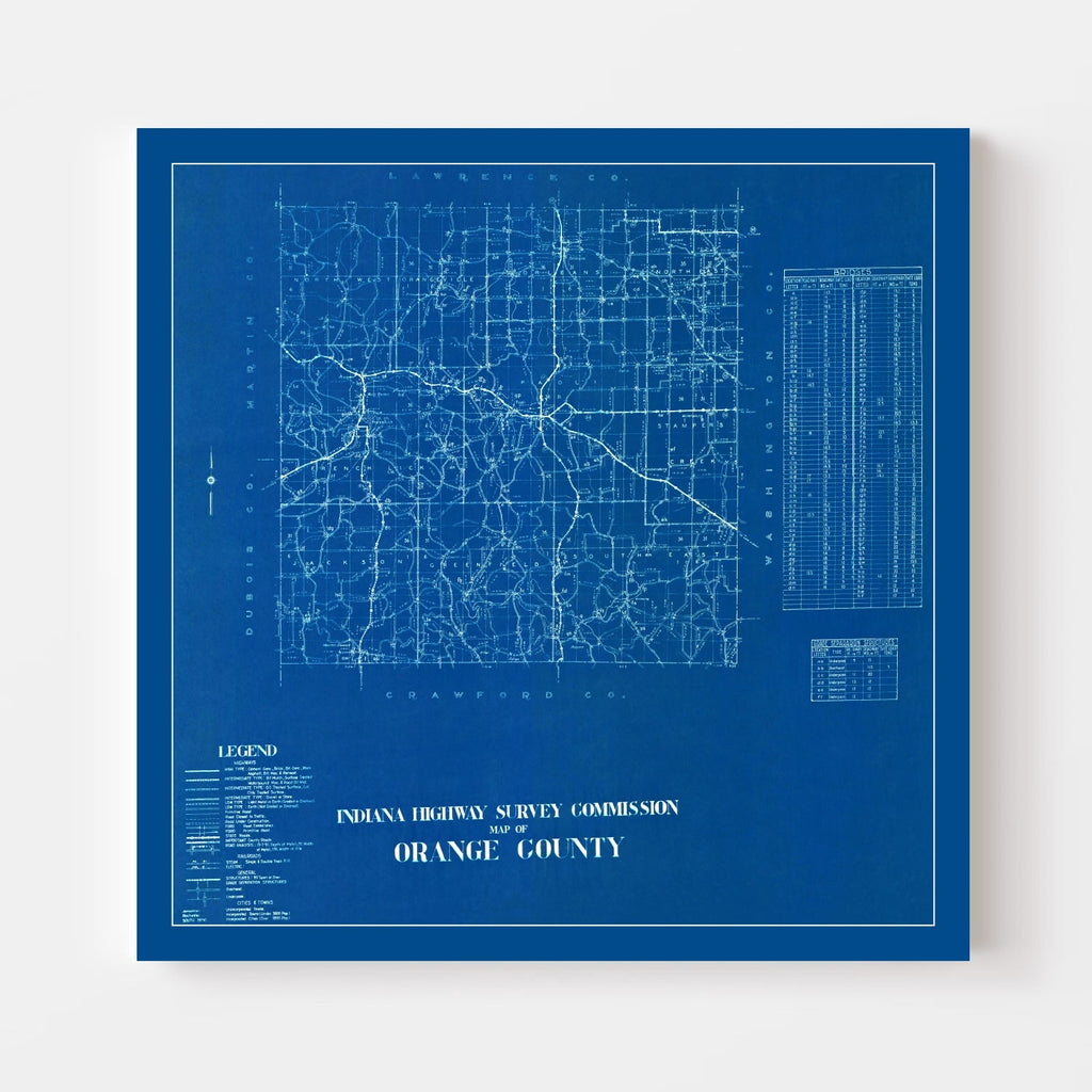 Vintage Map of Orange County, Indiana 1936