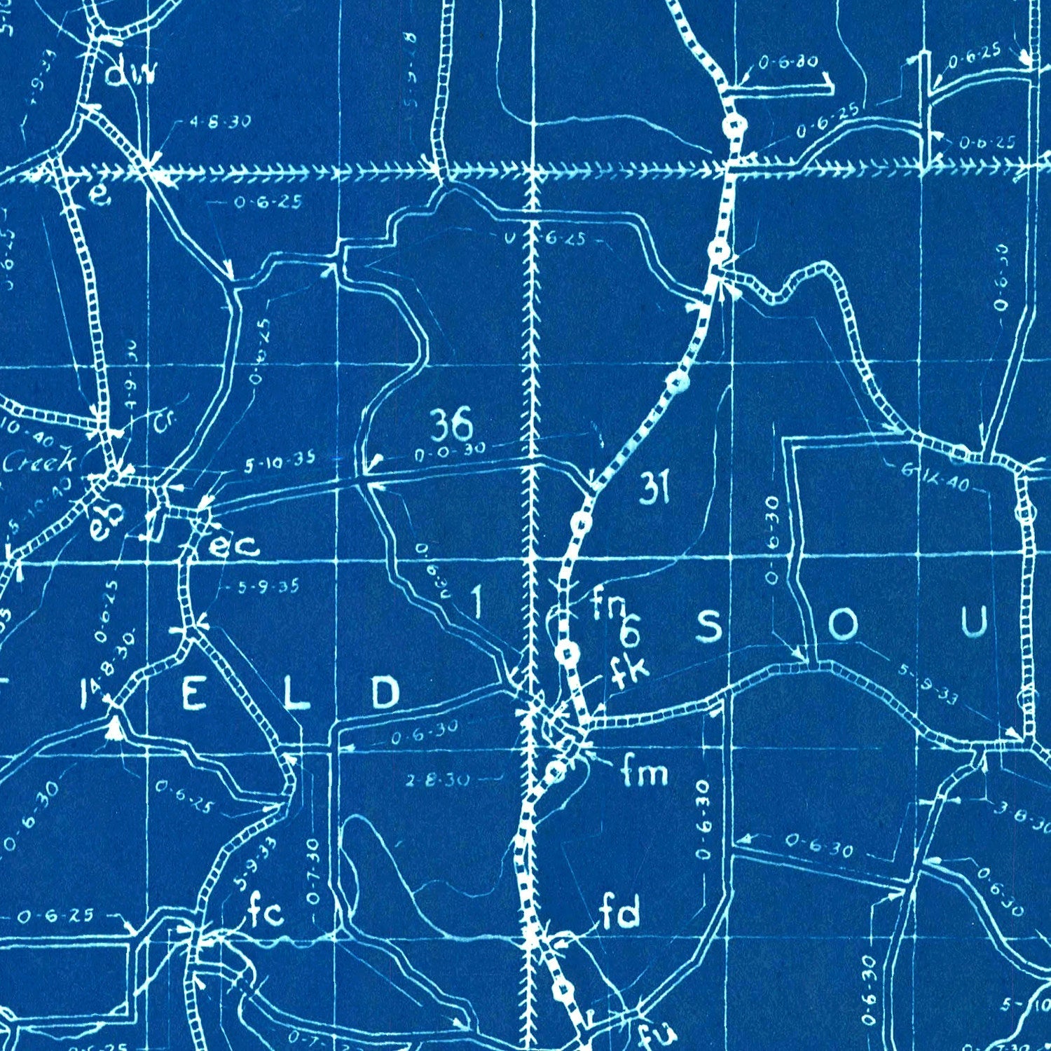 Vintage Map of Orange County, Indiana 1936