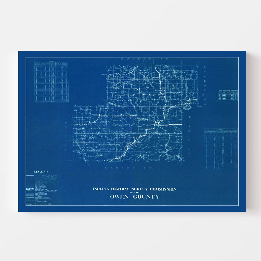 Vintage Map of Owen County, Indiana 1936
