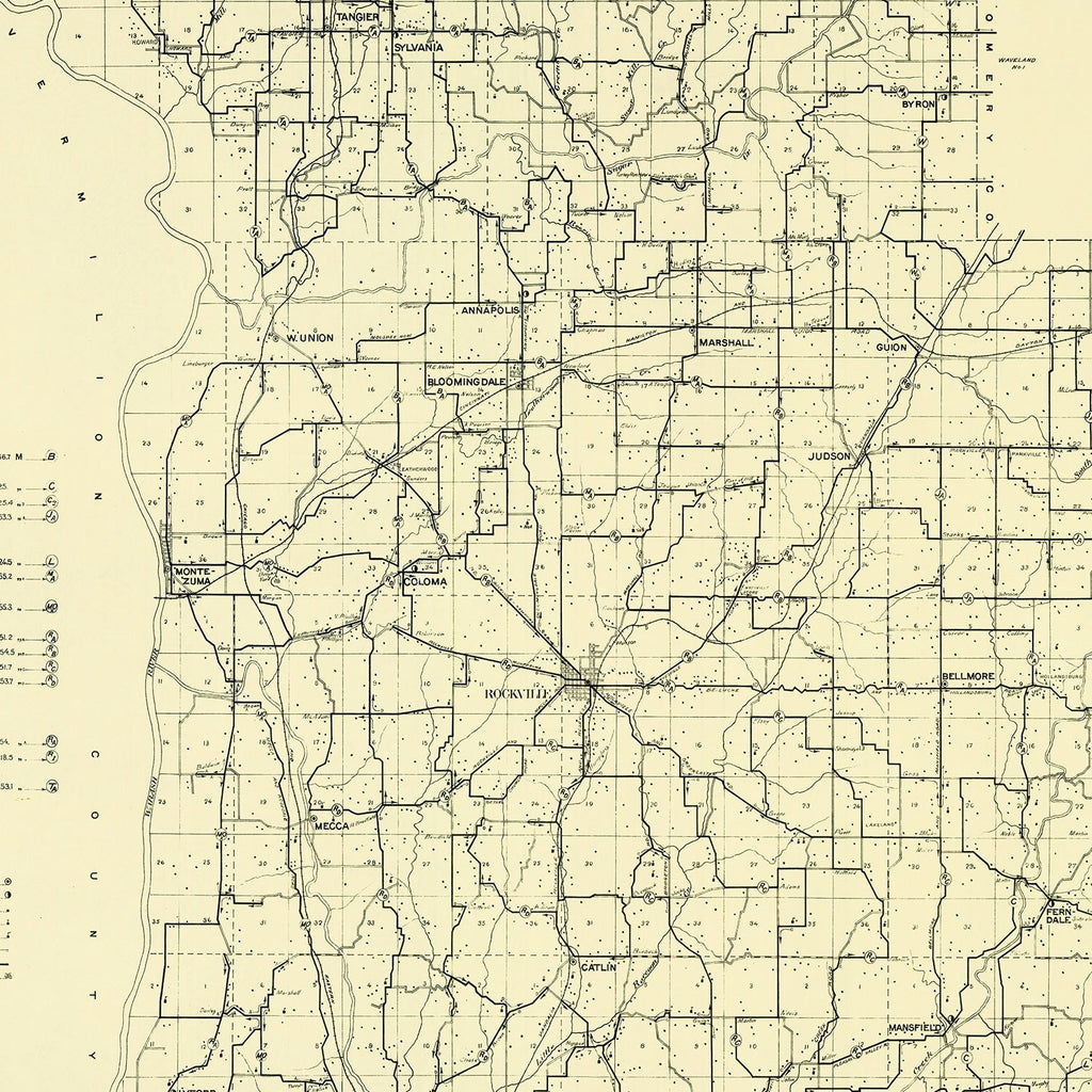 Vintage Map of Parke County, Indiana 1911