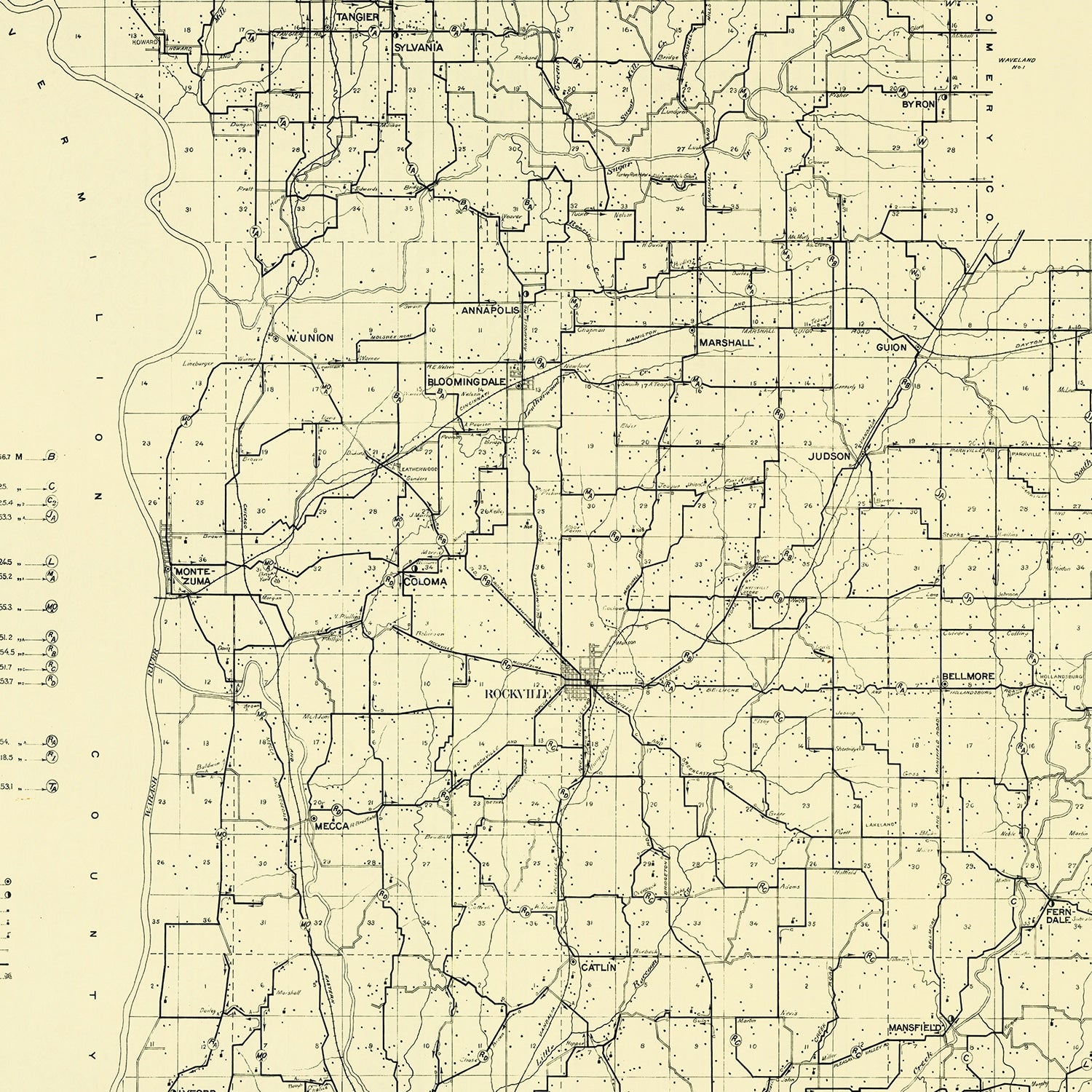 Vintage Map of Parke County, Indiana 1911