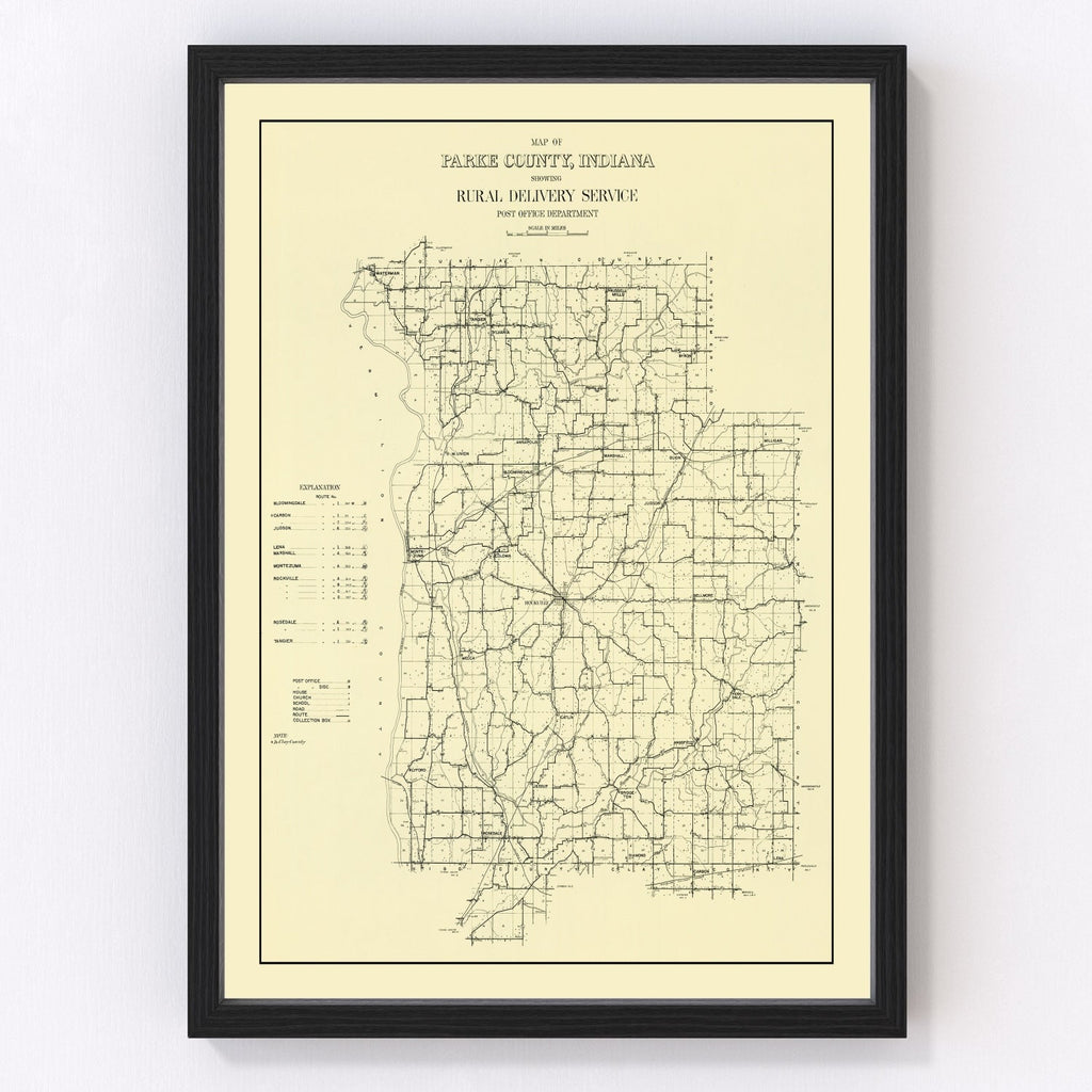 Vintage Map of Parke County, Indiana 1911