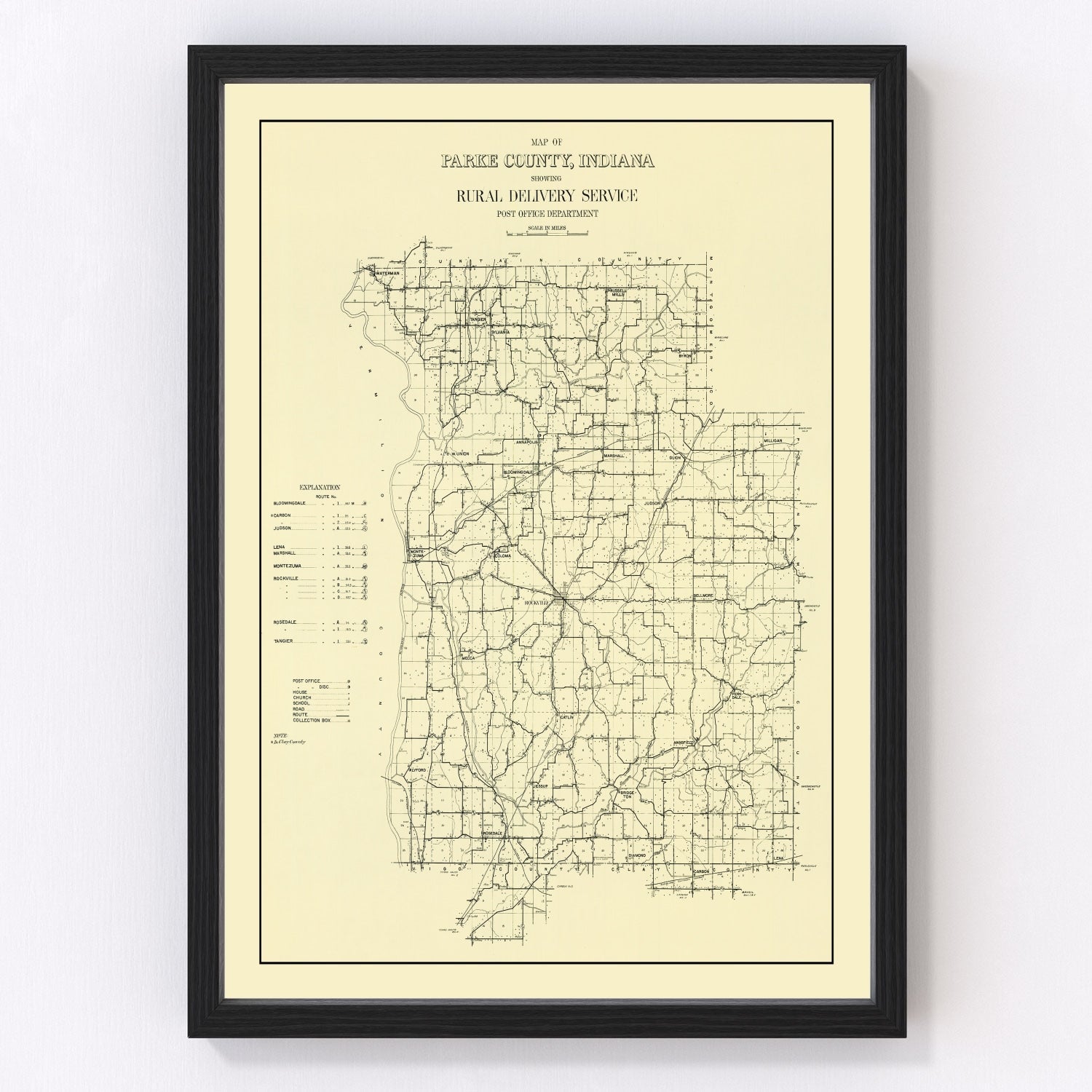 Vintage Map of Parke County, Indiana 1911