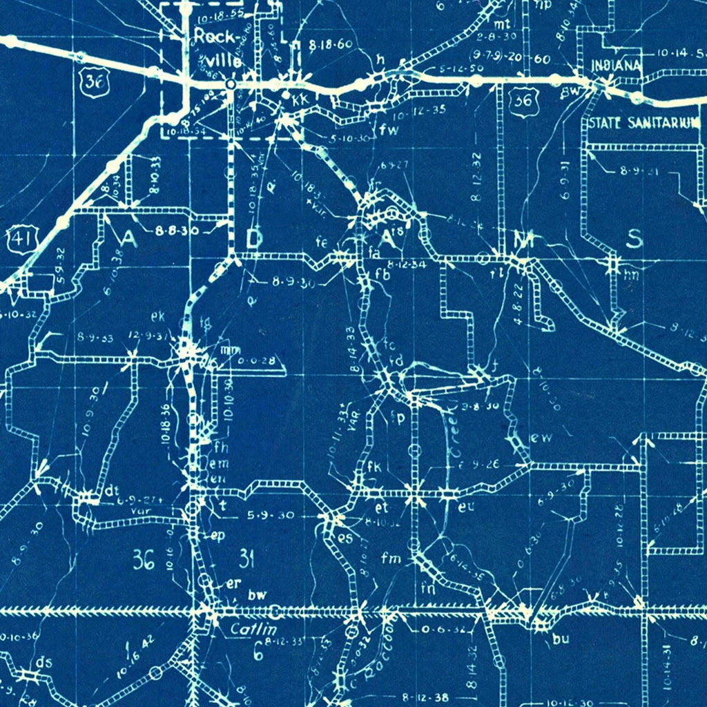 Vintage Map of Parke County, Indiana 1936