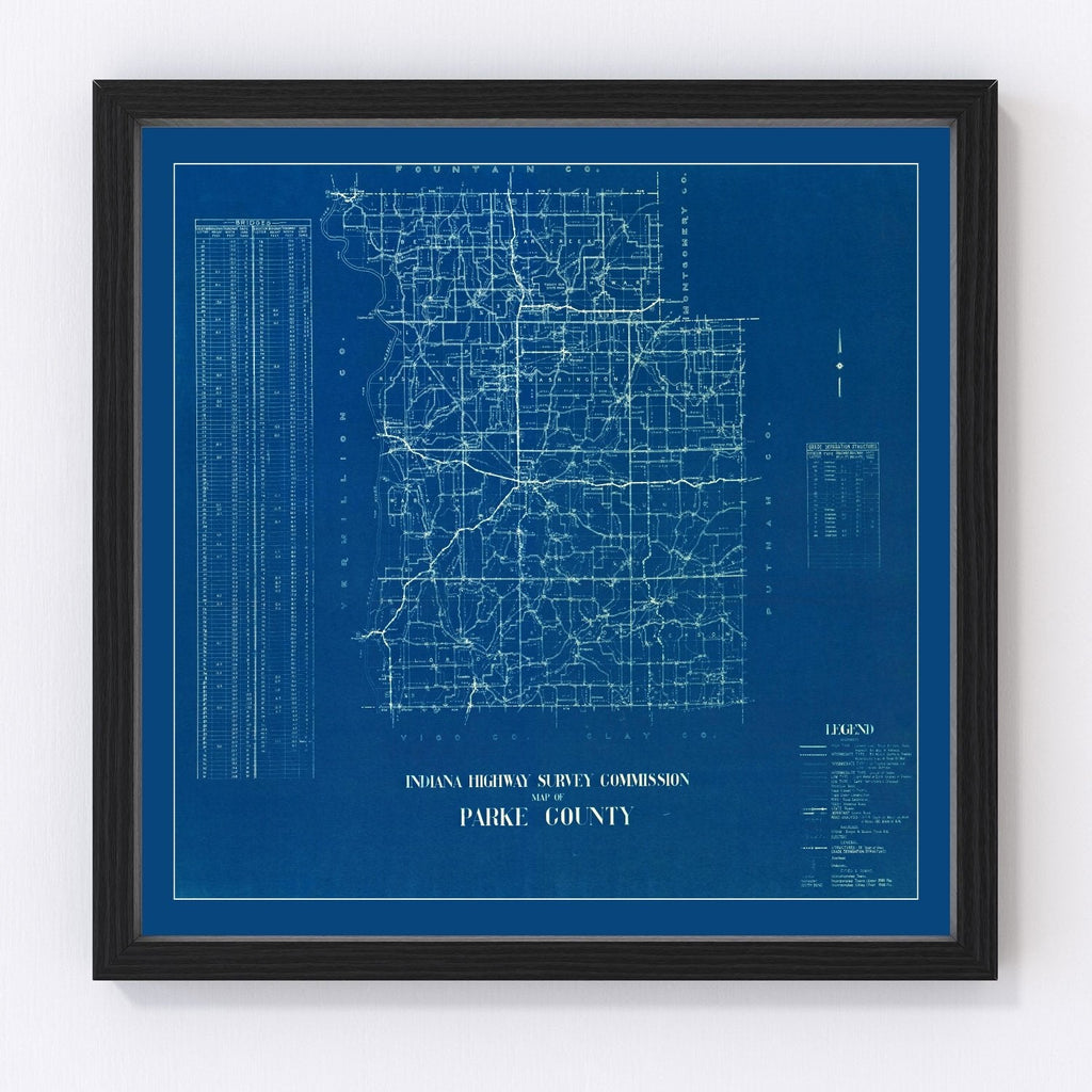 Vintage Map of Parke County, Indiana 1936