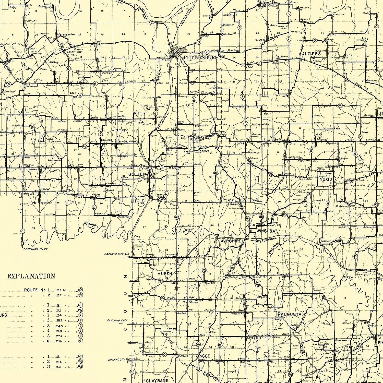 Vintage Map of Pike County, Indiana 1910