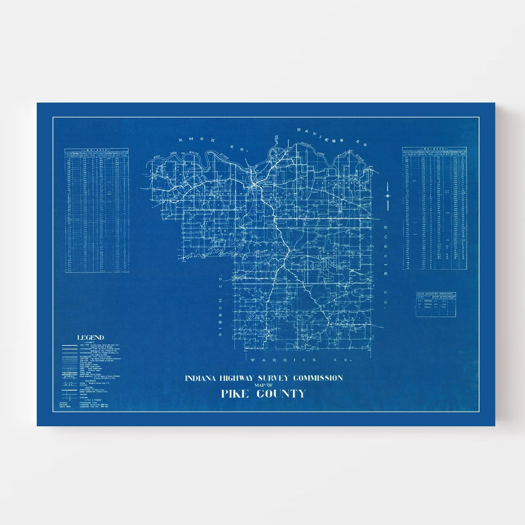 Vintage Map of Pike County, Indiana 1936