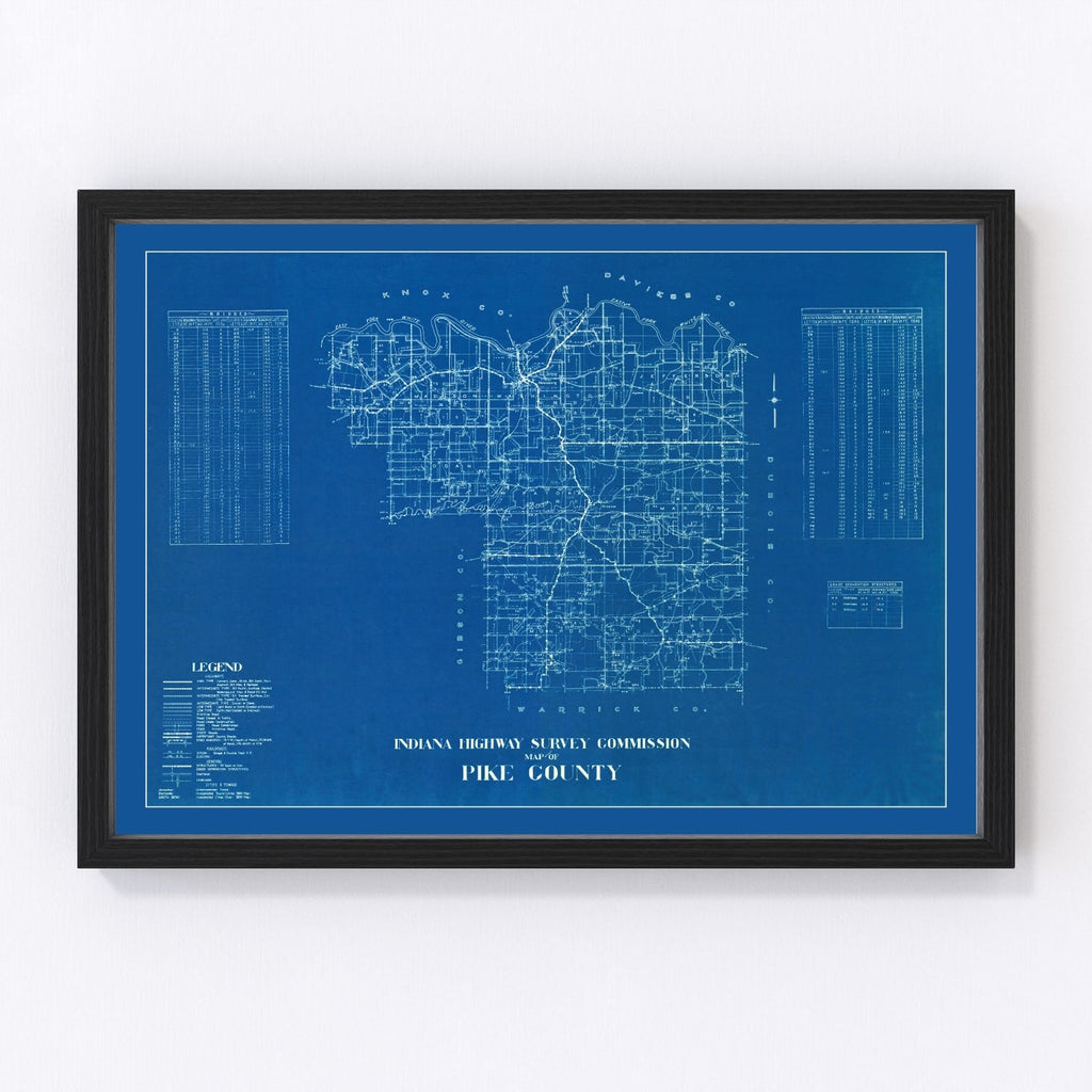Vintage Map of Pike County, Indiana 1936