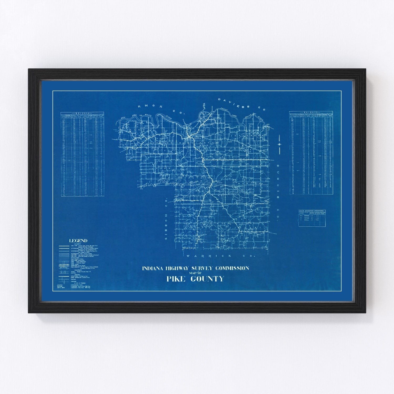 Vintage Map of Pike County, Indiana 1936