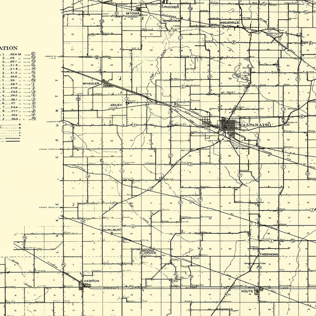 Vintage Map of Porter County, Indiana 1911