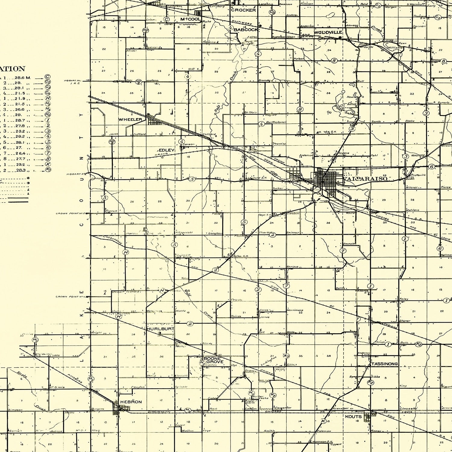 Vintage Map of Porter County, Indiana 1911