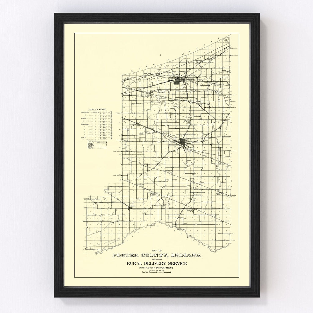 Vintage Map of Porter County, Indiana 1911