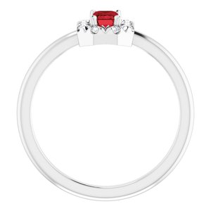 Platinum Natural Mozambique Garnet & 1/8 CTW Natural Diamond French-Set Halo-Style Ring