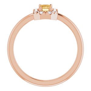 14K Rose Gold Natural Citrine & 1/8 CTW Natural Diamond French-Set Halo-Style Ring
