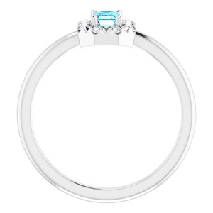 Platinum Natural Aquamarine & 1/8 CTW Natural Diamond French-Set Halo-Style Ring