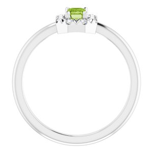 Platinum Natural Peridot & 1/8 CTW Natural Diamond French-Set Halo-Style Ring