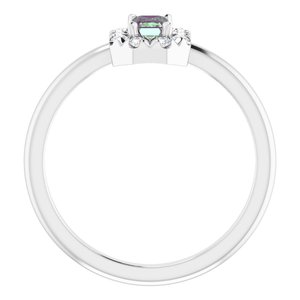 Platinum Lab-Grown Alexandrite & 1/8 CTW Natural Diamond French-Set Halo-Style Ring