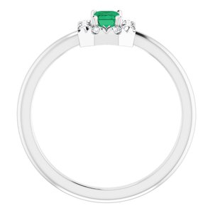 Platinum Natural Emerald & 1/8 CTW Natural Diamond French-Set Halo-Style Ring