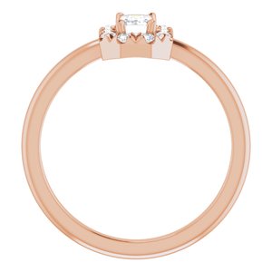 14K Rose Gold Natural White Sapphire & 1/8 CTW Natural Diamond French-Set Halo-Style Ring
