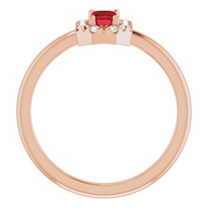 14K Rose Gold Natural Mozambique Garnet & 1/8 CTW Natural Diamond French-Set Halo-Style Ring