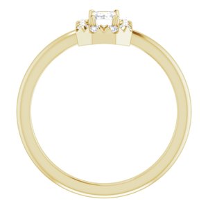 14K Yellow Gold Natural White Sapphire & 1/8 CTW Natural Diamond French-Set Halo-Style Ring