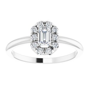 Sterling Silver Natural White Sapphire & 1/8 CTW Natural Diamond French-Set Halo-Style Ring