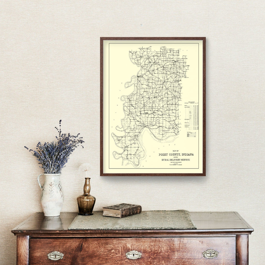Vintage Map of Posey County, Indiana 1909