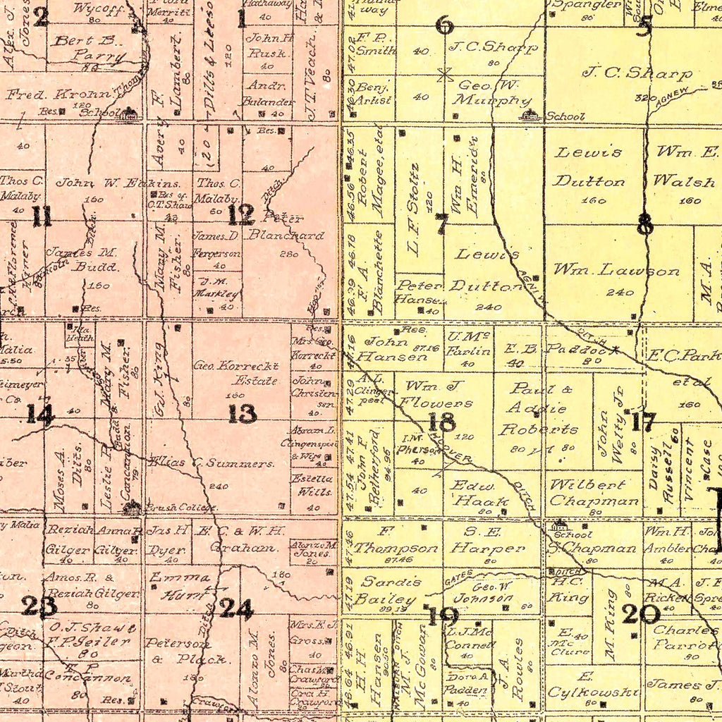 Vintage Map of Pulaski County, Indiana 1911