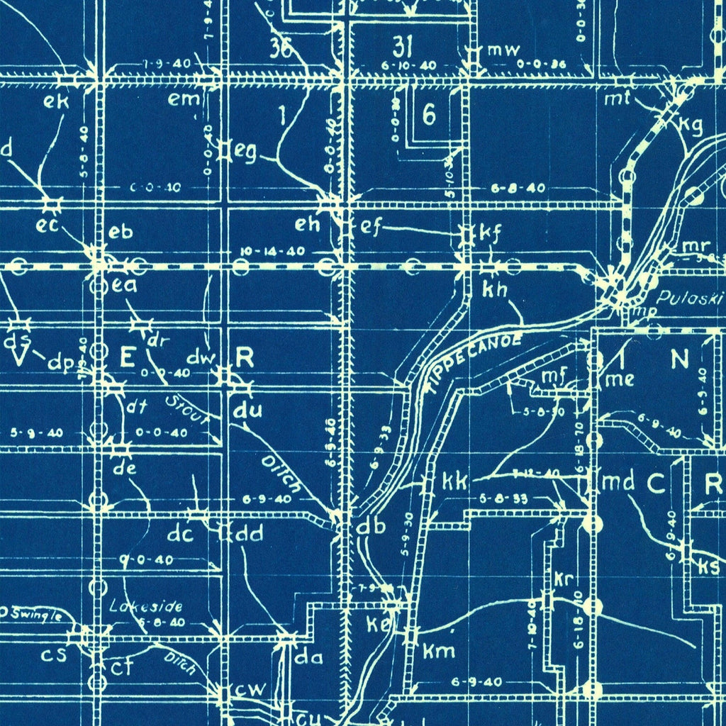 Vintage Map of Pulaski County, Indiana 1936