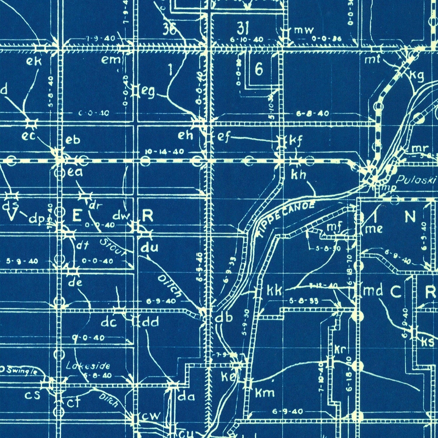 Vintage Map of Pulaski County, Indiana 1936