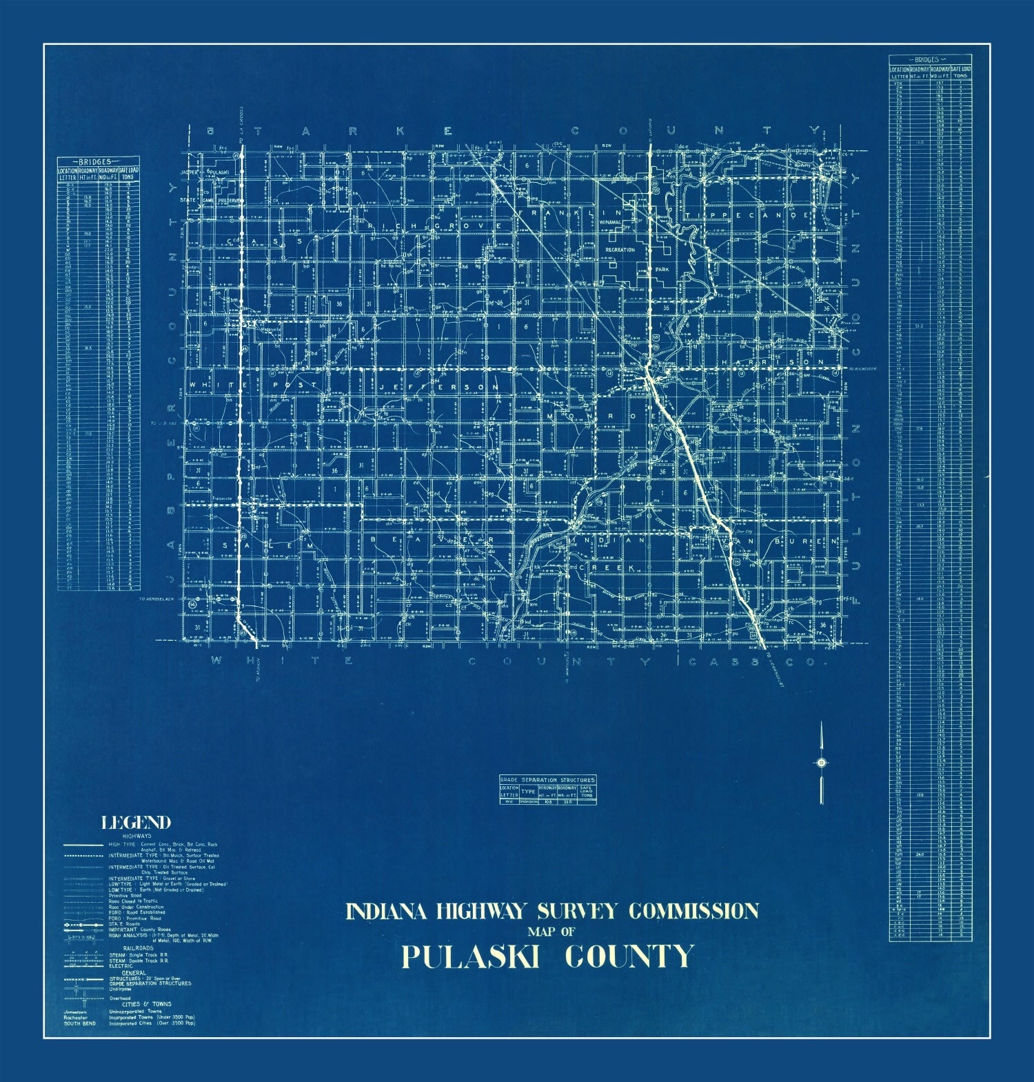 Vintage Map of Pulaski County, Indiana 1936