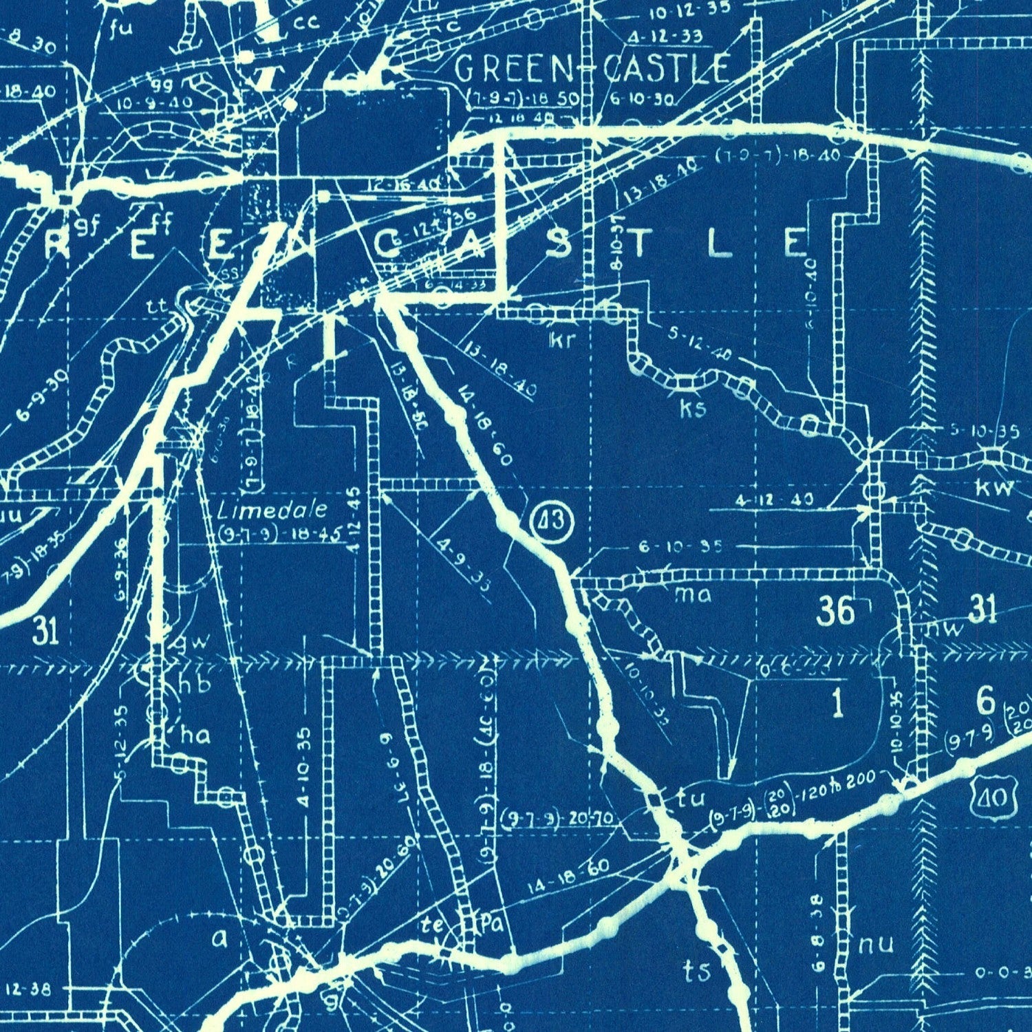 Vintage Map of Putnam County, Indiana 1936
