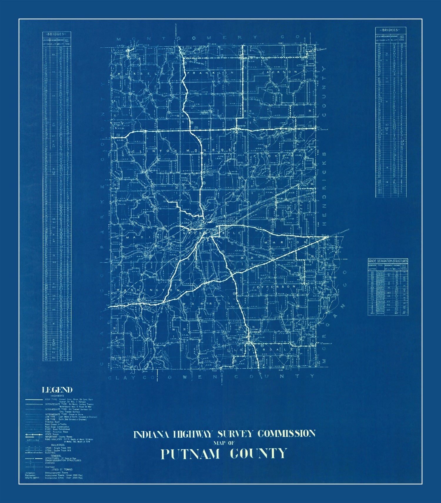 Vintage Map of Putnam County, Indiana 1936
