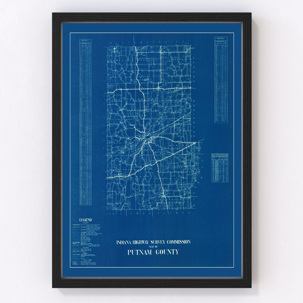 Vintage Map of Putnam County, Indiana 1936