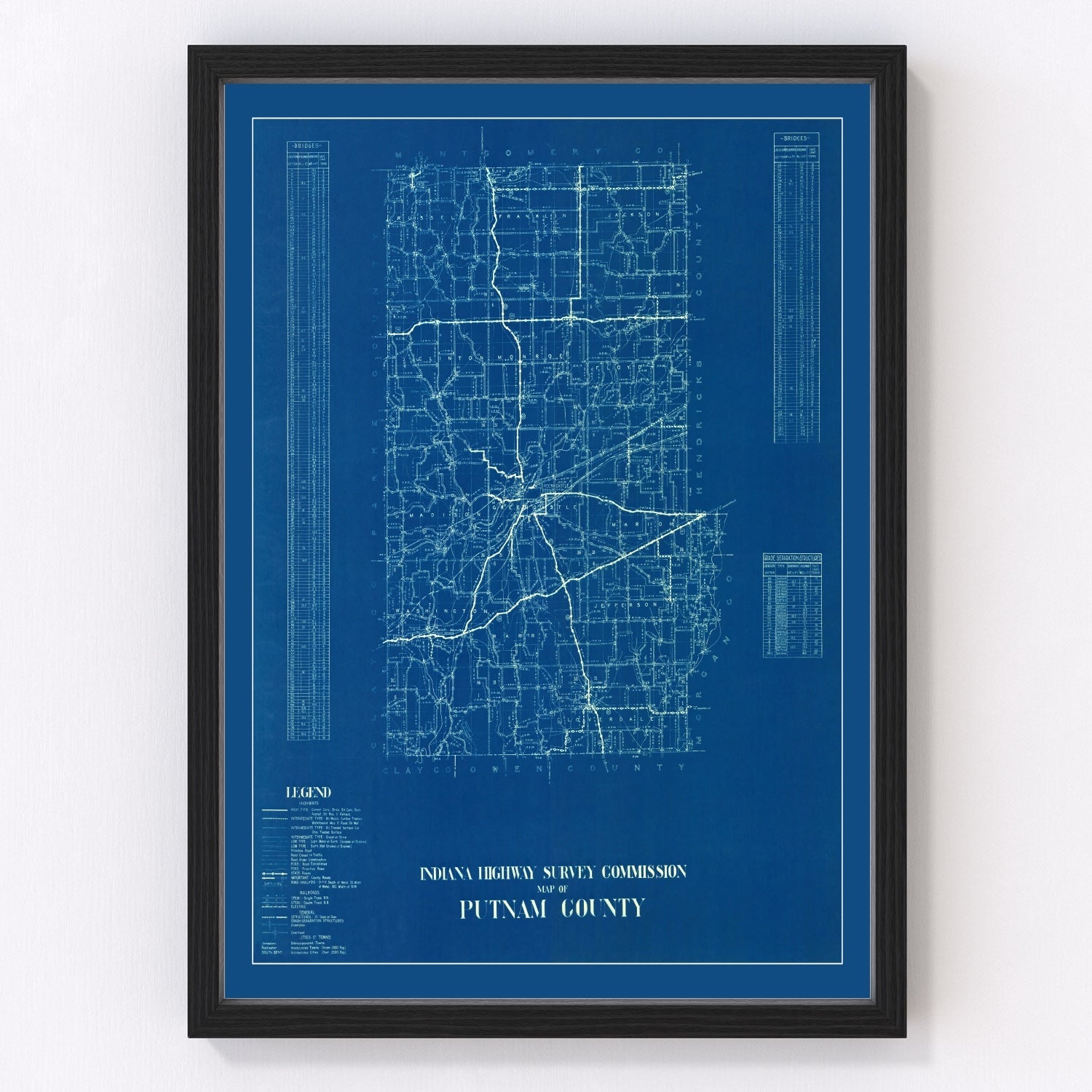Vintage Map of Putnam County, Indiana 1936