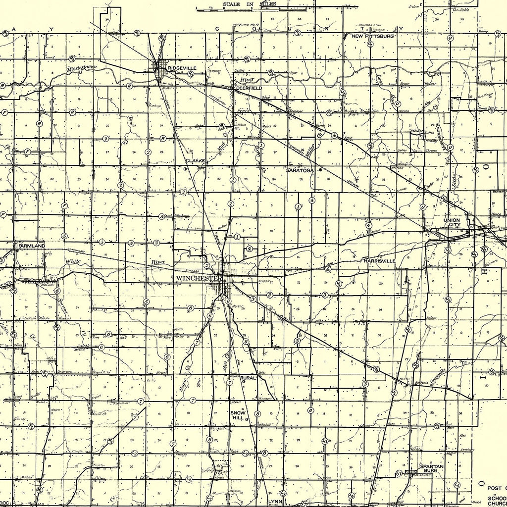 Vintage Map of Randolph County, Indiana 1910