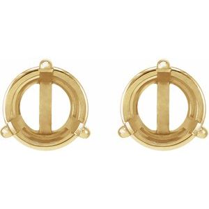 14K Yellow Gold 5.5 mm Round 3-Prong Pre-Notched Claw Earring Mounting – image 2