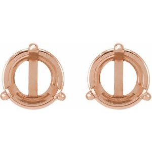 14K Rose Gold 5 mm Round 3-Prong Pre-Notched Claw Earring Mounting – image 2