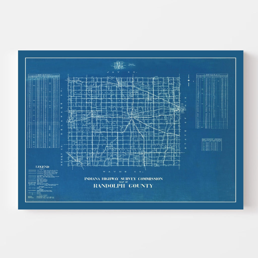 Vintage Map of Randolph County, Indiana 1936