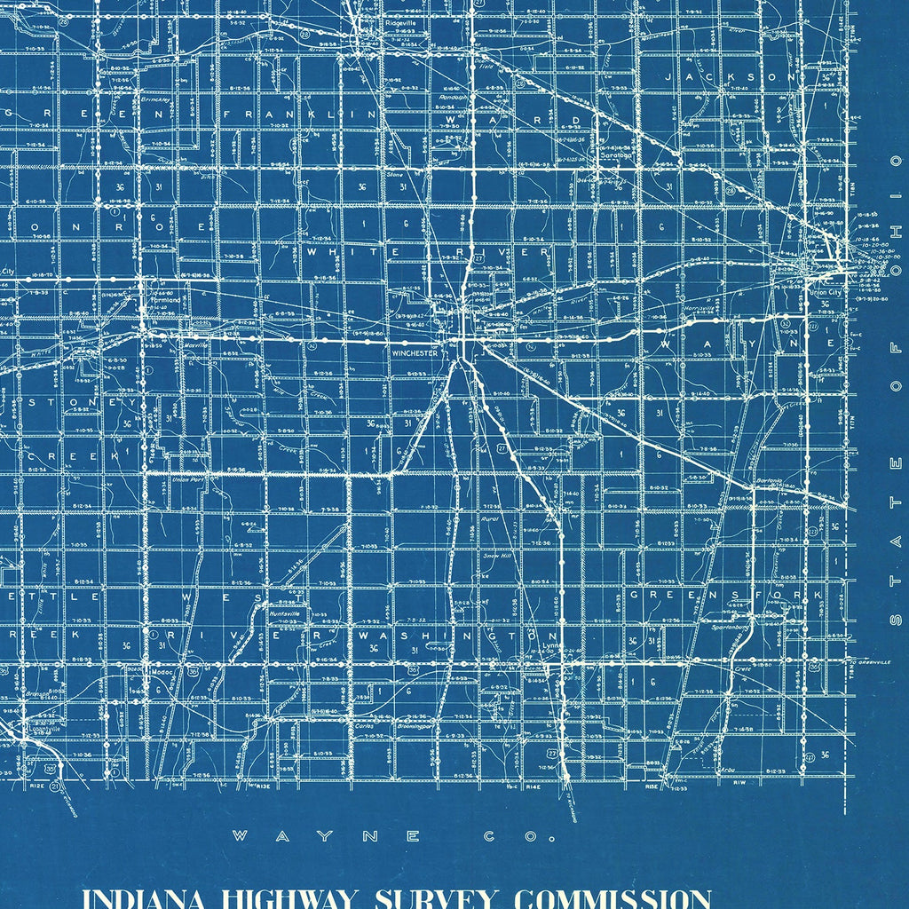 Vintage Map of Randolph County, Indiana 1936