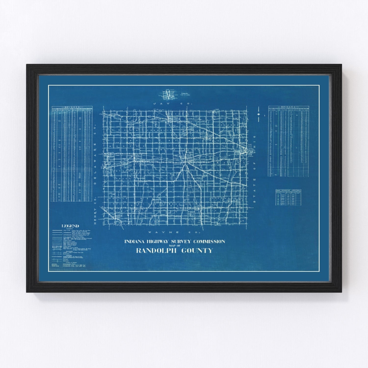 Vintage Map of Randolph County, Indiana 1936