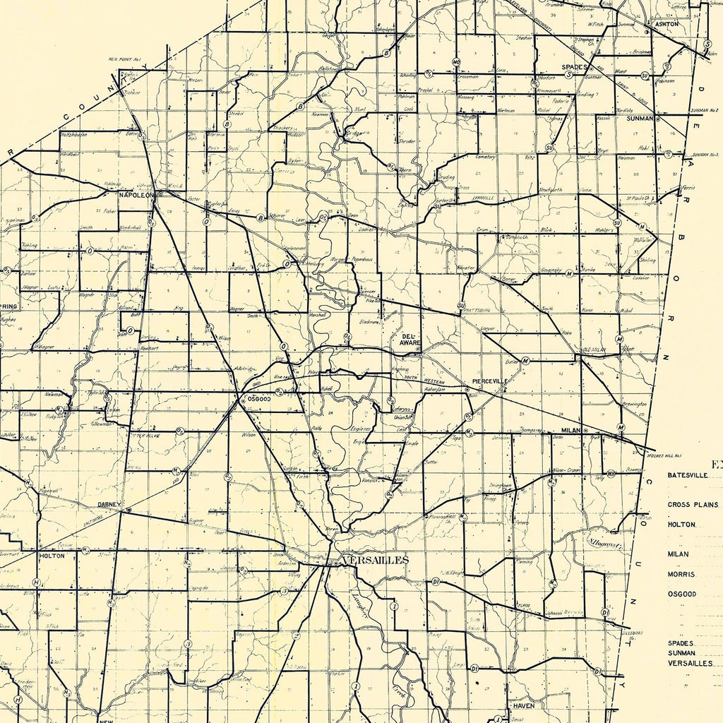 Vintage Map of Ripley County, Indiana 1909