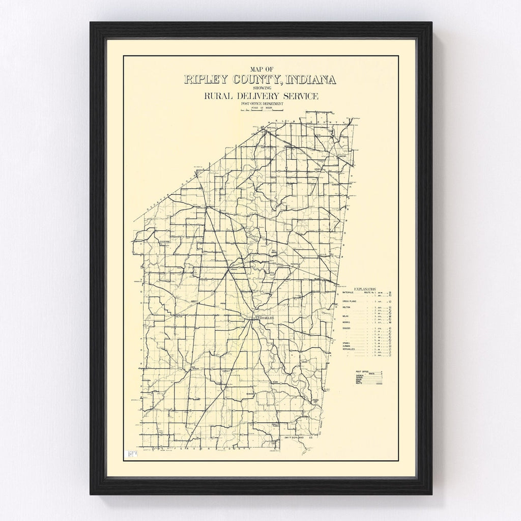 Vintage Map of Ripley County, Indiana 1909