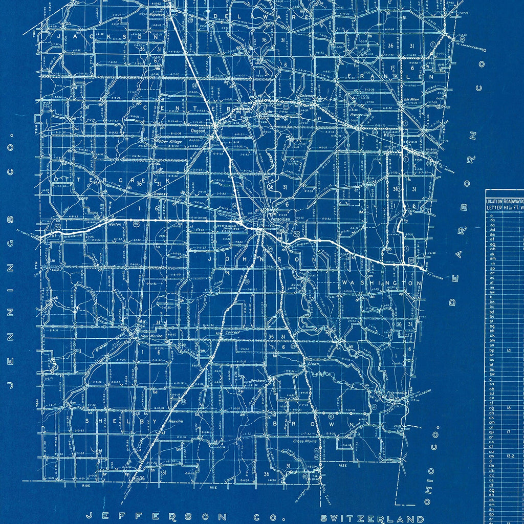 Vintage Map of Ripley County, Indiana 1936