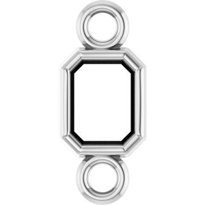 Platinum 4x3 mm Emerald Bezel-Set Link