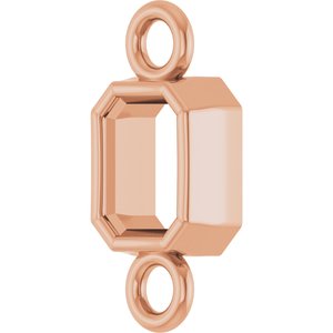 18K Rose Gold 4x3 mm Emerald Bezel-Set Link