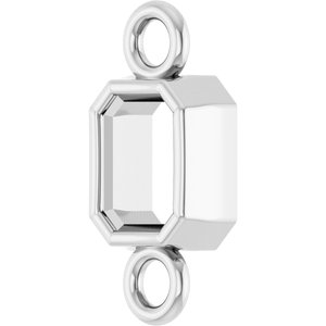 Platinum 4x3 mm Emerald Bezel-Set Link