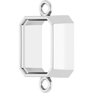 18K White Gold 8x6 mm Emerald Bezel-Set Link