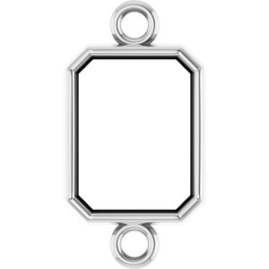 14K White Gold 8x6 mm Emerald Bezel-Set Link
