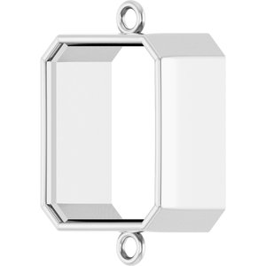 10K White Gold 12x10 mm Emerald Bezel-Set Link